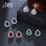 JMK Water Drop Stud Earrings Zircon Gemstone Jewelry For Women