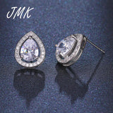 JMK Water Drop Stud Earrings Zircon Gemstone Jewelry For Women