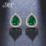 JMK Water Drop Stud Earrings Zircon Gemstone Jewelry For Women