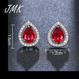 JMK Water Drop Stud Earrings Zircon Gemstone Jewelry For Women