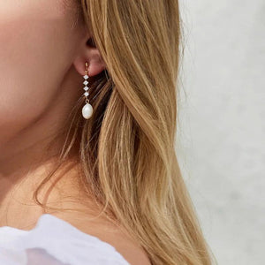 925 Silver Diamond Tassels & Sweet Earrings Set