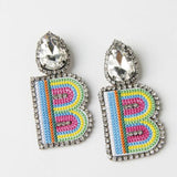 Embroidery Rhinestone Earrings Ear Clip Pierced Earrings 771