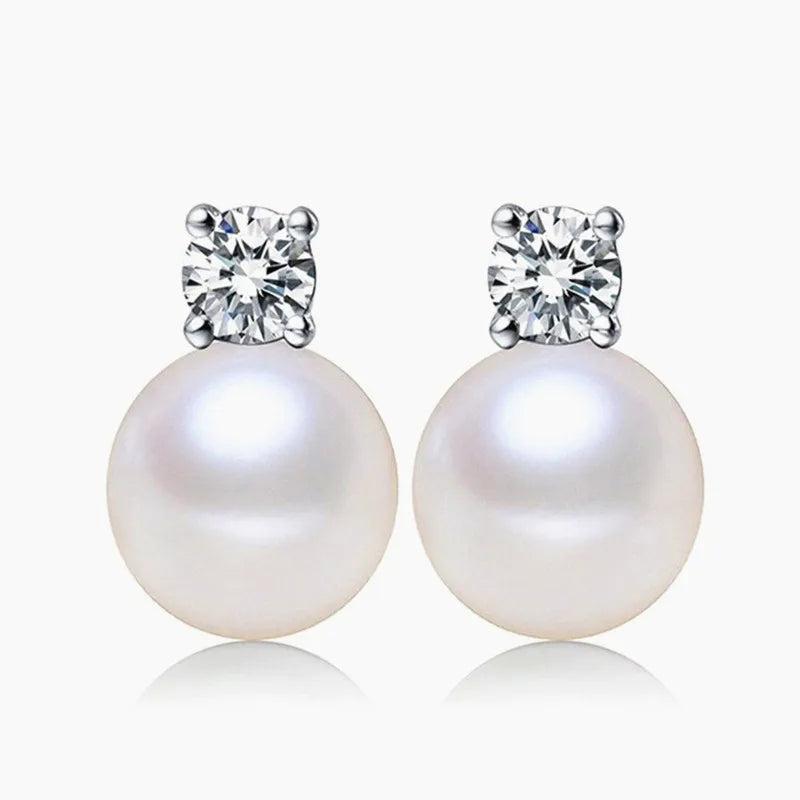 Pearl Zircon Stud Earrings Set for Women Round Shape Earring Bijoux