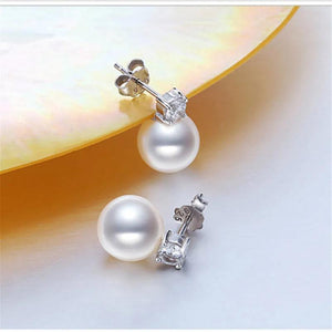 Pearl Zircon Stud Earrings Set for Women Round Shape Earring Bijoux