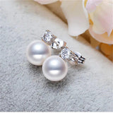 Pearl Zircon Stud Earrings Set for Women Round Shape Earring Bijoux