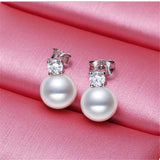 Pearl Zircon Stud Earrings Set for Women Round Shape Earring Bijoux