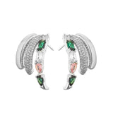 HECHENG Colorful Zircon C-Shaped Stud Earrings Women's Ear Decorations