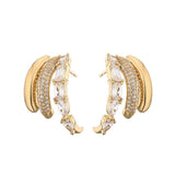 HECHENG Colorful Zircon C-Shaped Stud Earrings Women's Ear Decorations