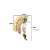 HECHENG Colorful Zircon C-Shaped Stud Earrings Women's Ear Decorations