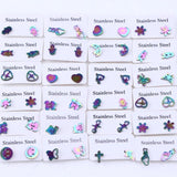 30 Pairs Stainless Steel Stud Earrings Flower Mixed Style Jewelry