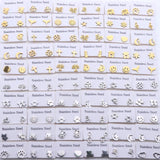 30 Pairs Stainless Steel Stud Earrings Flower Mixed Style Jewelry