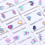 30 Pairs Stainless Steel Stud Earrings Flower Mixed Style Jewelry