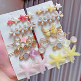 Geometric Flower Pearl Hair Clip Set Acrylic Barrettes Hair Accessory