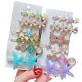 Geometric Flower Pearl Hair Clip Set Acrylic Barrettes Hair Accessory