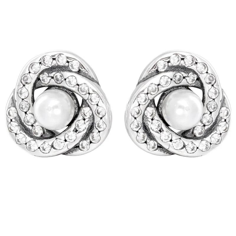 925 Silver Interlinked Circles Open Heart Double Hoop Earring