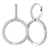 925 Silver Interlinked Circles Open Heart Double Hoop Earring
