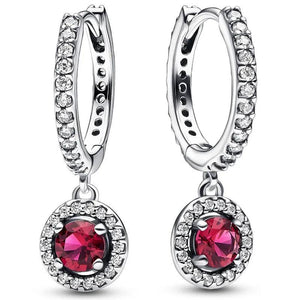 925 Silver Timeless Red Sparkling Hoop Earrings Wedding Jewelry
