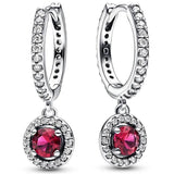 925 Silver Timeless Red Sparkling Hoop Earrings Wedding Jewelry