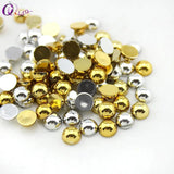 Silver Half Round FlatBack Beads ABS for Nail Art DIY Phone Dress