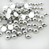 Silver Half Round FlatBack Beads ABS for Nail Art DIY Phone Dress