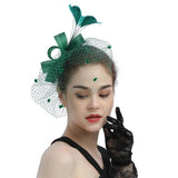 Bride Net Veil Head Flower Hair Ornaments Banquet Hat Feather Hair Band