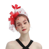Bride Net Veil Head Flower Hair Ornaments Banquet Hat Feather Hair Band