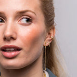 925 Silver Tassel Star Charm Dangle Earrings with CZ Drop