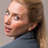 925 Silver Tassel Star Charm Dangle Earrings with CZ Drop