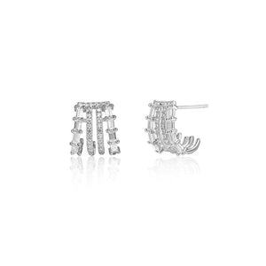 925 Silver Four Circle Hoops Zircon CZ Earring