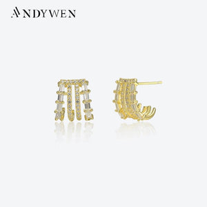 925 Silver Four Circle Hoops Zircon CZ Earring