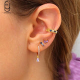 925 Sterling Silver Purple Zircon Hoop Earrings Heart Party Jewelry