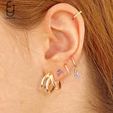 925 Sterling Silver Purple Zircon Hoop Earrings Heart Party Jewelry