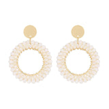 Round Drop Earrings Women Wrapped Decorative Faceted Beads Crystal