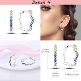 Multicolor Zircon Hoop Earrings Rainbow Silver Jewelry Gift for Women