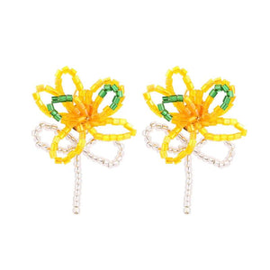 Hand Woven Glass Beads Tassel Earrings for Women