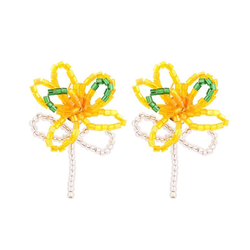 Hand Woven Glass Beads Tassel Earrings for Women