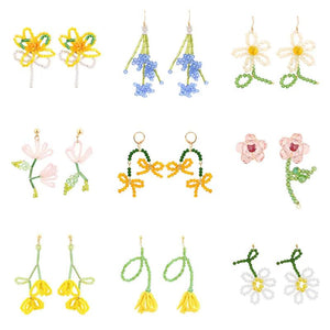 Hand Woven Glass Beads Tassel Earrings for Women