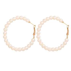 Boho Vintage Pearl Beaded Earrings Hand Weaving Stud Earrings