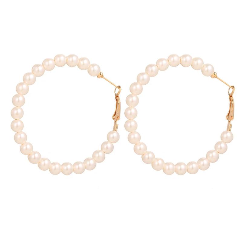 Boho Vintage Pearl Beaded Earrings Hand Weaving Stud Earrings