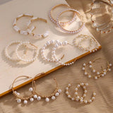 Boho Vintage Pearl Beaded Earrings Hand Weaving Stud Earrings