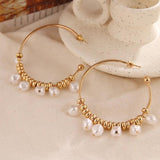 Boho Vintage Pearl Beaded Earrings Hand Weaving Stud Earrings