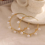 Boho Vintage Pearl Beaded Earrings Hand Weaving Stud Earrings