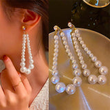 Drop Earrings For Women Trendy Pearl Geometric Tassel Jewelry