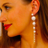 Drop Earrings For Women Trendy Pearl Geometric Tassel Jewelry