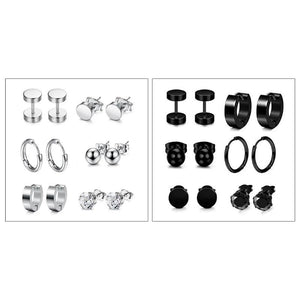 6 Pairs Stainless Steel Ear Studs Unisex Women Men Decor