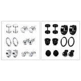 6 Pairs Stainless Steel Ear Studs Unisex Women Men Decor