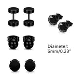 6 Pairs Stainless Steel Ear Studs Unisex Women Men Decor