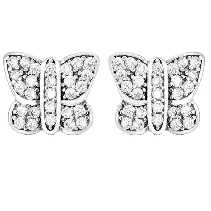 925 Silver Double Hoop Tiara Crystal Earring