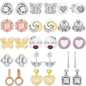 925 Silver Double Hoop Tiara Crystal Earring