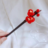 Plum Blossom Wood Hair Stick Vintage Crystal Flower Hair Pins Accessories